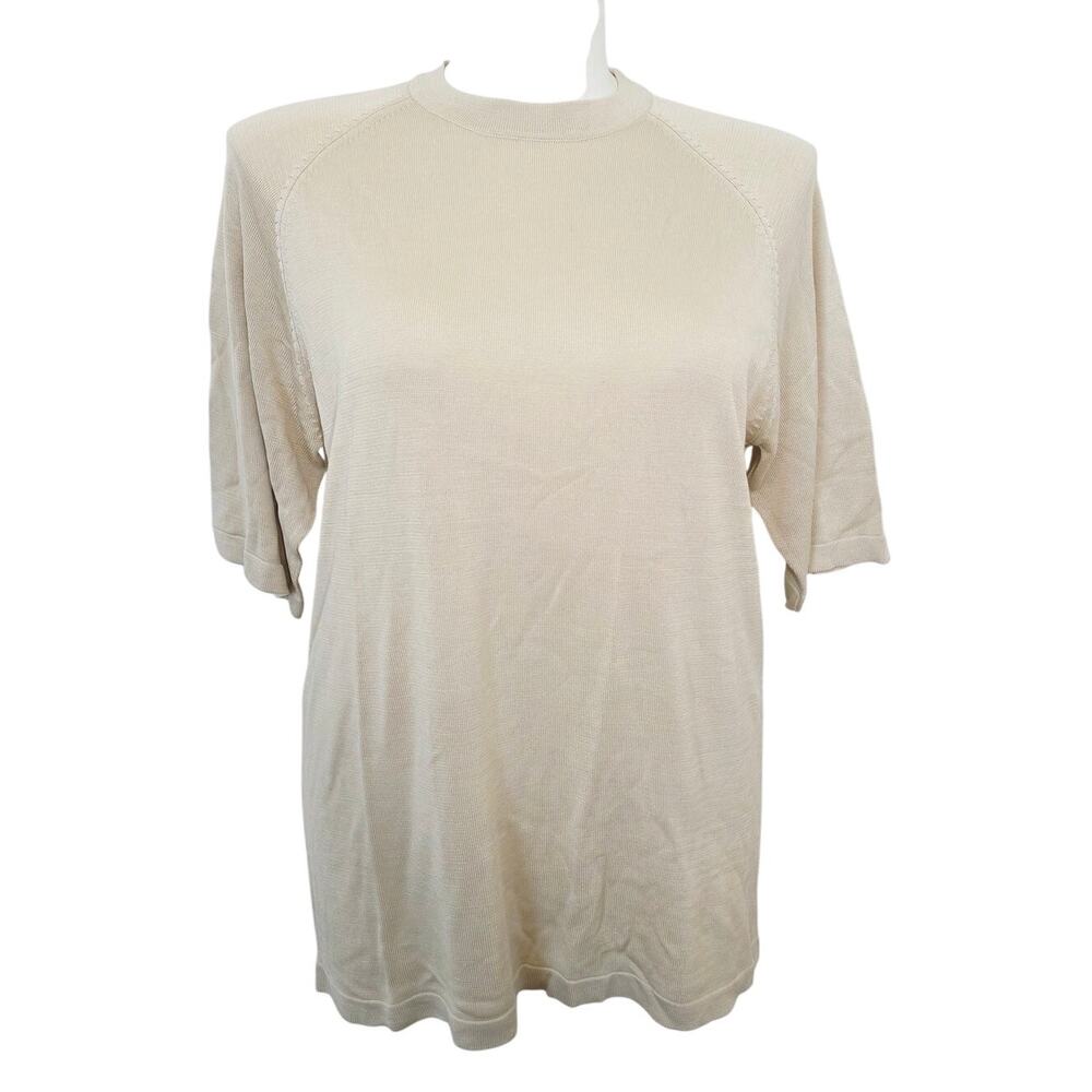 Cumran Men's Italian knit Sweater Tan / Beige silk XL